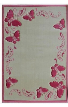 Tarz Antialerjik Çocuk Halısı 508Pembe Kelebek 120X180 Cm Çok Renkli