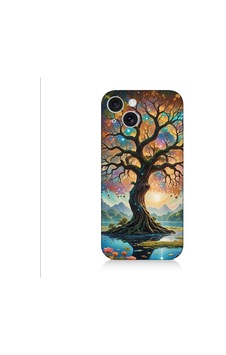 Apple Uyumlu iPhone 15 Plus Renkli Ağaç Desenli Silikon Kılıf Silikon Apple Uyumlu iPhone 15 Plus Renkli Ağaç Desenli Silikon Kılıf Silikon