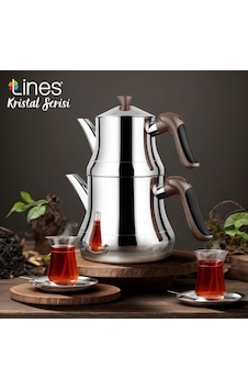 Yonca Lines Naz Orta Boy Çelik Çaydanlık Kristal Bronz Yonca Lines Naz Orta Boy Çelik Çaydanlık Kristal Bronz