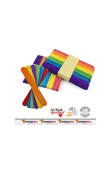 Ahşap Çubuk Dil Basacağı Abeslang Büyük Renkli 50'li Paket Çx