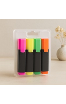 Fosforlu Kalem 4'lü Set Turuncu, Yeşil, Sarı, Pembe Renkli