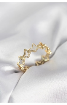 Gold Renk Kelebek Model Pirinç Kadın Yüzük Çok Renkli Gold Renk Kelebek Model Pirinç Kadın Yüzük Çok Renkli