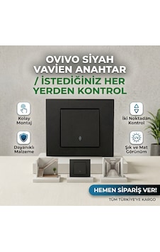 Ovivo Grano Siyah Vavien Anahtar Çerçeve + Mekanizma Tam Set - İki Noktadan Kontrol Ovivo Grano Siyah Vavien Anahtar Çerçeve + Mekanizma Tam Set - İki Noktadan Kontrol