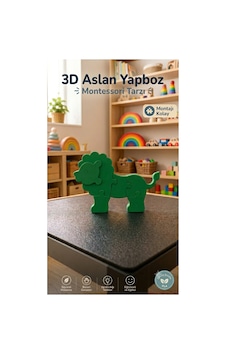 Organik İçerikli 3d Aslan Yapboz - Sağlığa Uygun Montessori Eğitici Oyuncak