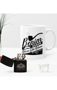 Kişiye Özel Benim Babam Adam Gibi Adam Benzinli Çakmak ve Kupa Se Kişiye Özel Benim Babam Adam Gibi Adam Benzinli Çakmak ve Kupa Se