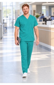 Erkek Yeşil Hemşire Ve Doktor Forması V Yaka Rahat Kesim Lastikli Bel Boru Paça Alt Üst Takım Yeşil Erkek Yeşil Hemşire Ve Doktor Forması V Yaka Rahat Kesim Lastikli Bel Boru Paça Alt Üst Takım Yeşil