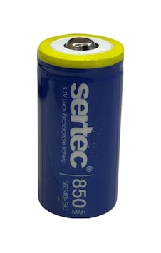 Sertec 3.7v Li-ion 16340 - 850 Mah 3c Başlı Şarjlı Pil Sertec 3.7v Li-ion 16340 - 850 Mah 3c Başlı Şarjlı Pil