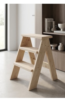 Masif Ham Ahşap Katlanır Merdiven Tabure - 75 Cm Yüksekliğinde Dekoratif Basamak Masif Ham Ahşap Katlanır Merdiven Tabure - 75 Cm Yüksekliğinde Dekoratif Basamak
