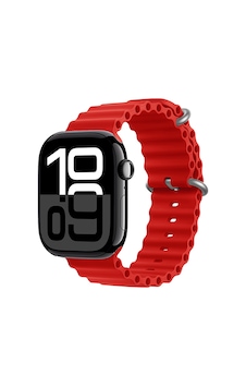 Mobilteam Watch 10 46mm Uyumlu Krd-75 Silikon Kordon-kırmızı