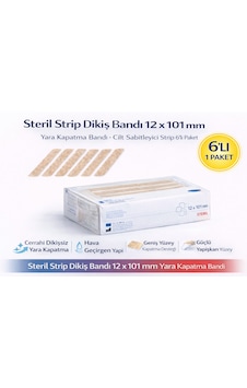 Steril Strip Dikiş Bandı 12 X 101 Mm Yara Kapatma Bandı Cilt Sabitleyici Strip 6lı Paket Steril Strip Dikiş Bandı 12 X 101 Mm Yara Kapatma Bandı Cilt Sabitleyici Strip 6lı Paket