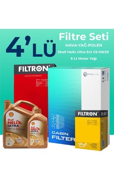 Filtron Volvo S90 2.0 Dizel D4 Filtre Bakım Seti Shell Motor Yağlı (2016-2018) 4 Lü