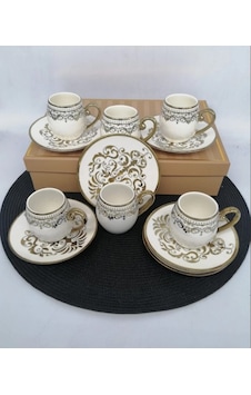 Şnr 101833 Kahve Fincanı Adel 6'lı Beyaz - Altın Şnr 101833 Kahve Fincanı Adel 6'lı Beyaz - Altın