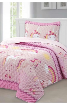 Unicorn Genç Ve Çocuk Tek Kişilik Yatak Örtüsü 180x240 Çok Renkli Unicorn Genç Ve Çocuk Tek Kişilik Yatak Örtüsü 180x240 Çok Renkli