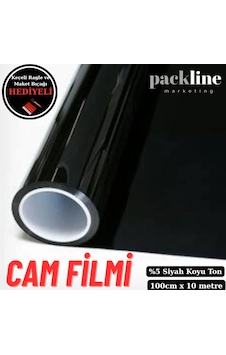 Packline Marketing %05 Koyu Ton Siyah Cam Filmi Ev - Araba - Balkon - Ofis 100cm X 10metre