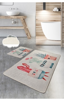 Happy Cactus 2 Lı Set Banyo Halısı, Paspas Çok Renkli Happy Cactus 2 Lı Set Banyo Halısı, Paspas Çok Renkli