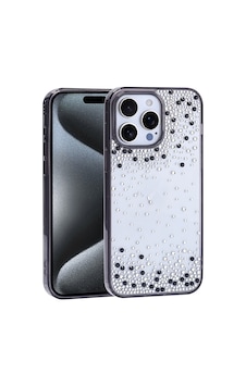 Apple iPhone Uyumlu 15 Pro Max Kılıf Airbag Tasarımlı Damla Taşlı Şeffaf Zore Pera Silikon Kapak - Siyah Apple iPhone Uyumlu 15 Pro Max Kılıf Airbag Tasarımlı Damla Taşlı Şeffaf Zore Pera Silikon Kapak - Siyah