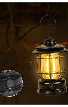 Su Geçirmez Şarjlı Kamp Lambası Taşınabilir Dekoratif Feneri Retro Askılı Güçlü Dış Mekan Led Siyah Su Geçirmez Şarjlı Kamp Lambası Taşınabilir Dekoratif Feneri Retro Askılı Güçlü Dış Mekan Led Siyah