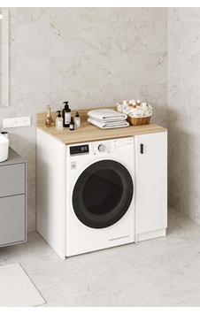 Tirza Çamaşır Makinası Dolabı 2 Raflı 1 Kapaklı Banyo Dolabı Beyaz Meşe Beyaz Meşe Tirza Çamaşır Makinası Dolabı 2 Raflı 1 Kapaklı Banyo Dolabı Beyaz Meşe Beyaz Meşe