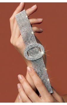 Valmont Kristal Taşlı 25+10 Cm Choker Tasma Kadın Kolye Işıltılı 11 Sıra Su Yolu Gümüş
