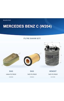Dag / Hengst Mercedes C200 Cdı W204 Om651.913 Hava Yağ Yakıt Filtre Bakım Seti Dag / Hengst Mercedes C200 Cdı W204 Om651.913 Hava Yağ Yakıt Filtre Bakım Seti
