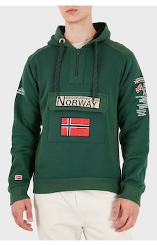 Norway Geographical Kapüşonlu Yarım Fermuarlı Outdoor Sweat Erkek Sweat Gymclassa100 Yeşil