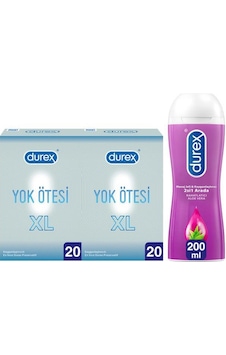 Durex Yok Ötesi XL İnce Prezervatif 40'lı + Aloe Vera Kayganlaştırıcı Jel 200 ML Durex Yok Ötesi XL İnce Prezervatif 40'lı + Aloe Vera Kayganlaştırıcı Jel 200 ML