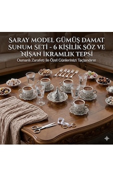 Osmanlı Saray Model Gümüş Damat Sunum Seti, 6 Kişilik, Söz Ve Nişan İkramlık, Osmanlı Tarzı Tepsi Dahil Değildir Çok Renkli Osmanlı Saray Model Gümüş Damat Sunum Seti, 6 Kişilik, Söz Ve Nişan İkramlık, Osmanlı Tarzı Tepsi Dahil Değildir Çok Renkli