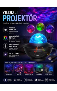 Shnstore Samsung Galaxy Uyumlu Efektli Led Gece Lambası Projektörü Bluetooth Bağlantılı Shntknd0720 Shnstore Samsung Galaxy Uyumlu Efektli Led Gece Lambası Projektörü Bluetooth Bağlantılı Shntknd0720