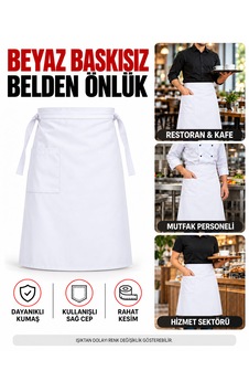 Baskısız Belden Önlük, Cepli Bağlamalı Garson, Aşçı, Mutfak, Restoran Ve Kafe Önlüğü Beyaz Baskısız Belden Önlük, Cepli Bağlamalı Garson, Aşçı, Mutfak, Restoran Ve Kafe Önlüğü Beyaz