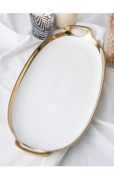 Arwen Oval Gold Sunum Tepsi 40.5x20x3 Cm beyaz Arwen Oval Gold Sunum Tepsi 40.5x20x3 Cm beyaz