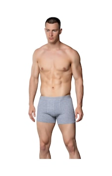 Kit İç Giyim Gümüş 9'lu Likralı Erkek Boxer Gri Kit İç Giyim Gümüş 9'lu Likralı Erkek Boxer Gri