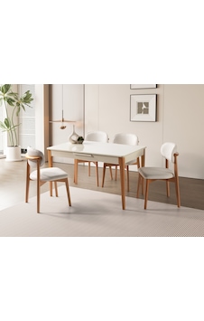 Paris Norte Lak Panel Mutfak Masa Sandalye Takımı 80x130cm Krem Paris Norte Lak Panel Mutfak Masa Sandalye Takımı 80x130cm Krem