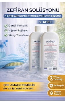 Zefiran Solüsyonu 1 Litre 2 Adet Set Antiseptik Hijyen Ve Çok Amaçlı Temizlik Solüsyonu