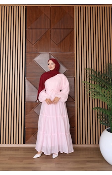 Cgx Kadın Tül Tesettür Elbise Açık Pembe Cgx Kadın Tül Tesettür Elbise Açık Pembe