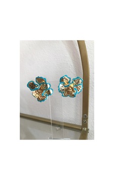 Linalya Jewelry Çiçek Küpe Turkuaz - Model 243 Linalya Jewelry Çiçek Küpe Turkuaz - Model 243