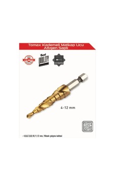 Tedar Kademeli Matkap Ucu 4-12 Mm Arası - Altıgen Saplı Najmaddin Tedar Kademeli Matkap Ucu 4-12 Mm Arası - Altıgen Saplı Najmaddin