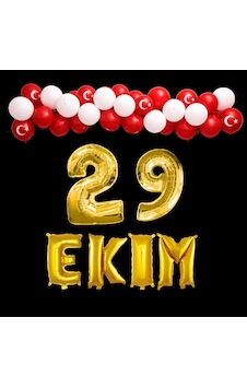 29 Ekim Cumhuriyet Bayramı Temalı Gold Folyo Rakam Ve Harf Kırmızı Beyaz Ay Yıldız Balonlar Beyaz - Kırmızı 29 Ekim Cumhuriyet Bayramı Temalı Gold Folyo Rakam Ve Harf Kırmızı Beyaz Ay Yıldız Balonlar Beyaz - Kırmızı