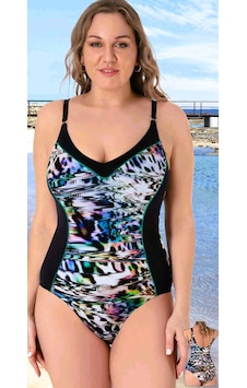 Sunsurf Büyük Beden Desenli Mayo 50-52-54-56 Beden Renkli Çok Renkli