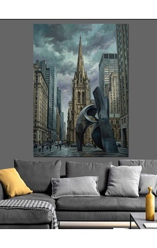 Modern Şehir Ve Gotik Katedral Dekoratif Kanvas - Mdf Ahşap Tablo Modern Şehir Ve Gotik Katedral Dekoratif Kanvas - Mdf Ahşap Tablo