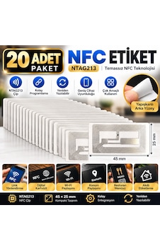 45x25 Mm Nfc Etiket Ntag213 Temassız Programlanabilir Nfc Sticker 20 Adet 45x25 Mm Nfc Etiket Ntag213 Temassız Programlanabilir Nfc Sticker 20 Adet