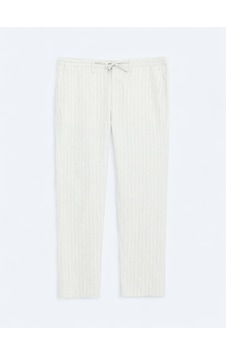Kip Gri Çizgili Dokuma Jogging Fit Casual Keten Karışımlı Pantolon Gri Kip Gri Çizgili Dokuma Jogging Fit Casual Keten Karışımlı Pantolon Gri