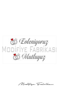 Evleniyoruz & Mutluyuz Yazılı Gelin Arabası Plakalık Sticker 2 Adet Kendinden Yapışkanlı Folyo 55x12.7 Cm Evleniyoruz & Mutluyuz Yazılı Gelin Arabası Plakalık Sticker 2 Adet Kendinden Yapışkanlı Folyo 55x12.7 Cm
