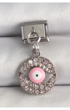 316l Çelik Gümüş Renk Sallantı Zirkon Taşlı Pembe Göz Model Nomination Charm 316l Çelik Gümüş Renk Sallantı Zirkon Taşlı Pembe Göz Model Nomination Charm