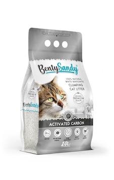 Bentysandy Aktif Karbonlu Topaklanan Ince Taneli Kedi Kumu 10 Lt
