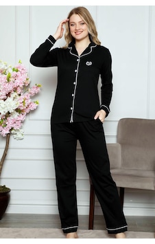 Alimer Kadın Siyah Uzun Kollu Likralı Pijama Takım Edy2577ukl-s Siyah Alimer Kadın Siyah Uzun Kollu Likralı Pijama Takım Edy2577ukl-s Siyah