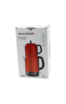 Awox Fresco Kırmızı Elektrikli Çay Makinesi Çaycı Set 1.7lt Su Isıtıcı + 1.2lt Demlik Paslanmaz Çeli