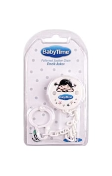 Babytime Emzik Askısı Beyaz Bebek Görselli Babytime Emzik Askısı Beyaz Bebek Görselli