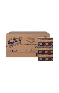 Selpak Professional Extra Z Katlama Dispenser Havlu 200'lü 12 Paket 21.5 x 24 CM