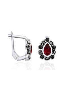 Gümüş Kök Yakut Taşlı Markazit Küpe Kadın 925 Ayar St088 Gümüş Kök Yakut Taşlı Markazit Küpe Kadın 925 Ayar St088