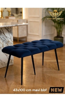 By Hakan Aşkın Stella 43x100 Cm Puf&bench Yatak Önü - Antre - Salon - Oturma Odası Lacivert Stl01